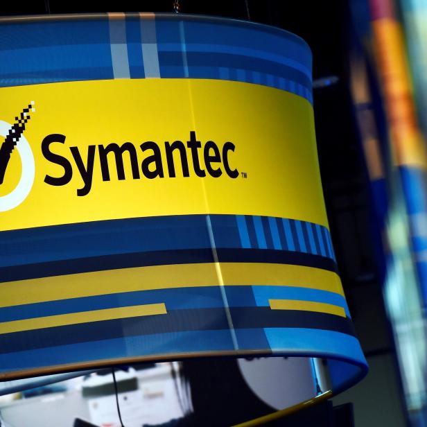 FILE PHOTO - The Symantec booth is seen during the 2016 Black Hat cyber-security conference in Las Vegas