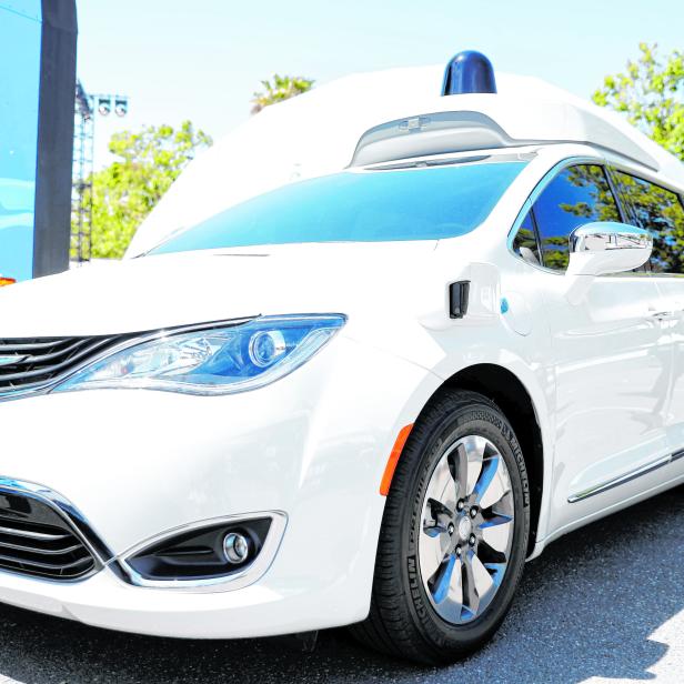 FILE PHOTO: A Waymo self-driving car is seen during the annual Google I/O developers conference in Mountain View, California