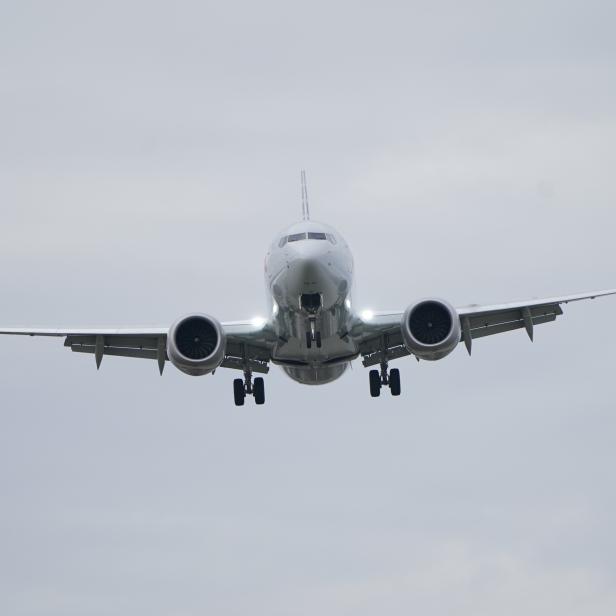 FILE PHOTO: FILE PHOTO: An American Airlines Boeing 737 MAX 8 flight approaches for landing at Reagan National Airport in Washington