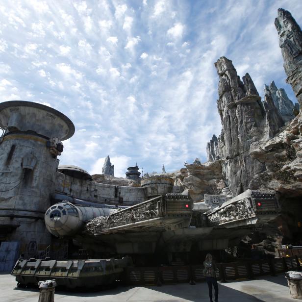 The Millennium Falcon is pictured at "Star Wars: Galaxy's Edge" during a media preview event at Disneyland Park in Anaheim