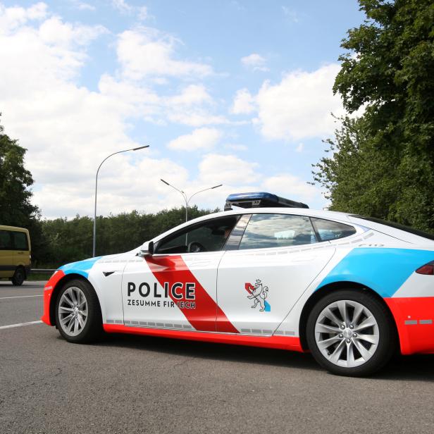 FILE PHOTO: A Tesla Model S car used as Grand Ducal's police patrol car is pictured in Luxembourg