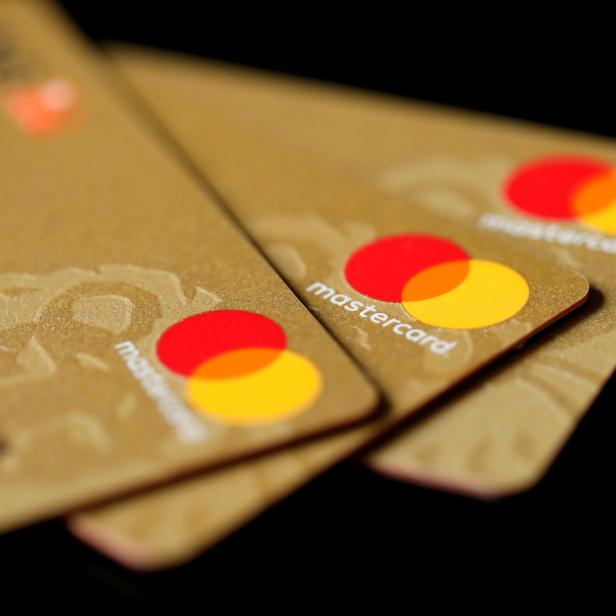 FILE PHOTO: Mastercard Inc. credit cards are displayed in this picture illustration