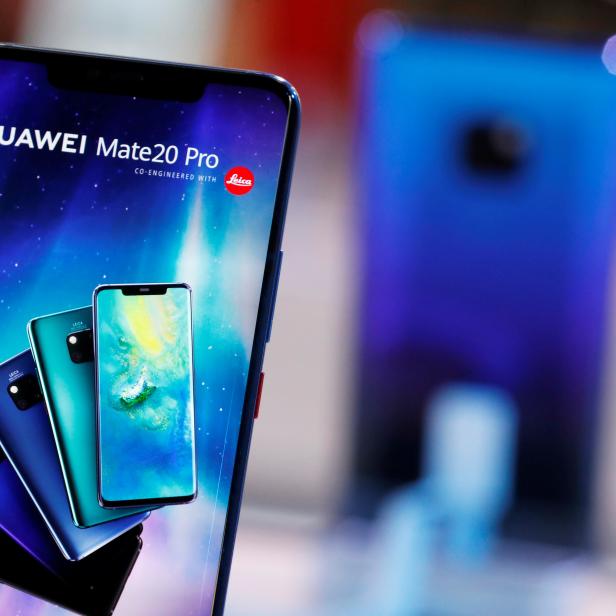 The Huawei Mate 20 Pro is pictured on the company's stand during the 'Electronics Show - International Trade Fair for Consumer Electronics' at Ptak Warsaw Expo in Nadarzyn