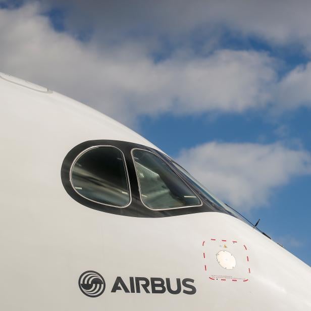 The Airbus A350-950 jet airliner is seen at the MAKS 2019 air show in Zhukovsky, outside Moscow