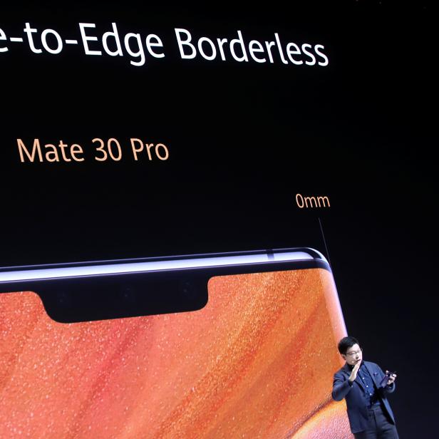 Richard Yu, CEO of Huawei's consumer business group, launches the Mate 30 smartphone range in Munich
