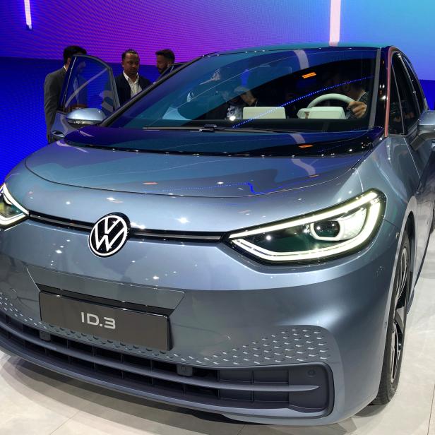 Presentation of Volkswagen's electric ID.3 pre-production prototype car on the eve of the International Frankfurt Motor Show IAA in Frankfurt