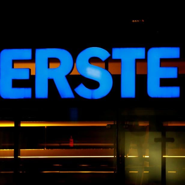 FILE PHOTO: The logo of Erste Group Bank is seen outside of one of its branch offices in Vienna