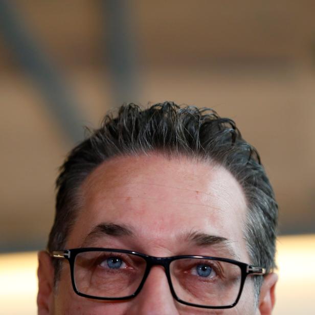 Former head of Freedom Party (FPOe) Heinz-Christian Strache addresses a news conference in Vienna