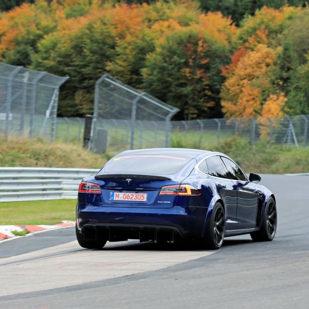 A Tesla Model S at the Nuerburgring race track