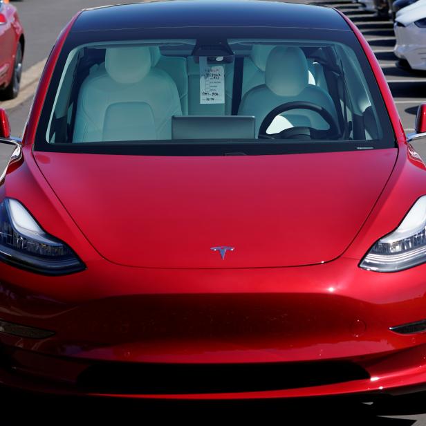 A new Tesla Model 3 is shown at a delivery center on the last day of the company's third quarter, in San Diego