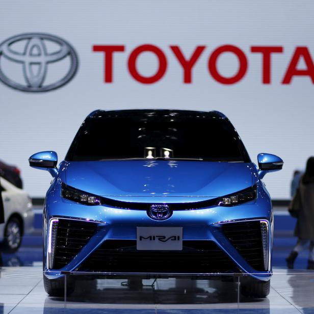 FILE PHOTO: A Toyota Mirai car is seen during a presentation at the 16th Shanghai International Automobile Industry Exhibition in Shanghai