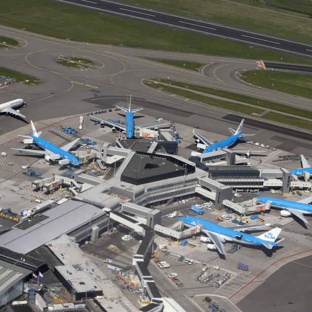 KLM aircrafts are seen on the tarmac at Schipol airport near Amsterdam 