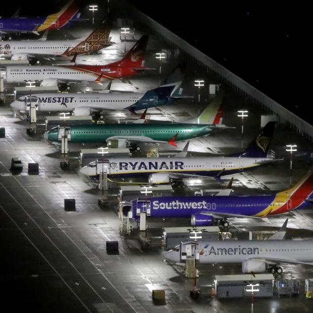 FILE PHOTO: Aerial photos show Boeing 737 Max airplanes on the tarmac in Seattle