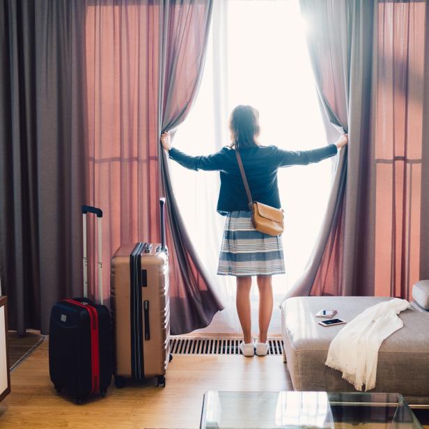 Tourist woman staying in luxury hotel