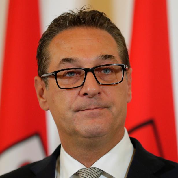 Austria's Vice Chancellor Strache addresses the media after a cabinet meeting in Vienna