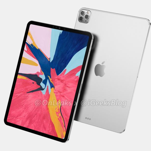 Zwei iPads Pro, eines mit einem farbenfrohen abstrakten Hintergrundbild.