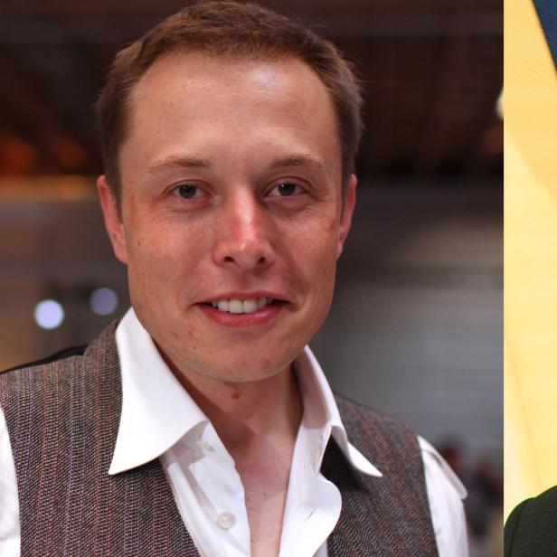 Elon Musk im Jahr 2008 (von 2009 gibt es keine lustigen Fotos) und 2019