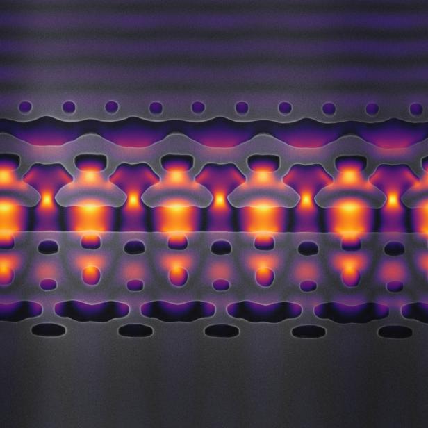 Eine 25.000-fache Vergrößerung des Silizium-Chip-Teilchenbeschleunigers