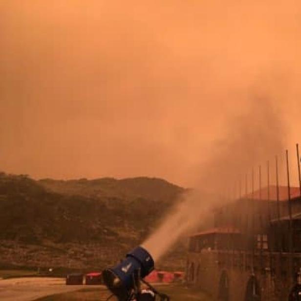 A snowgun is seen at Perisher Valley, New South Wales, Australia, in this January 4, 2020 image obtained from social media