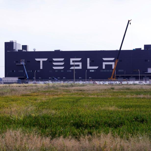 FILE PHOTO: Gigafactory of electric carmaker Tesla Inc is seen in Shanghai