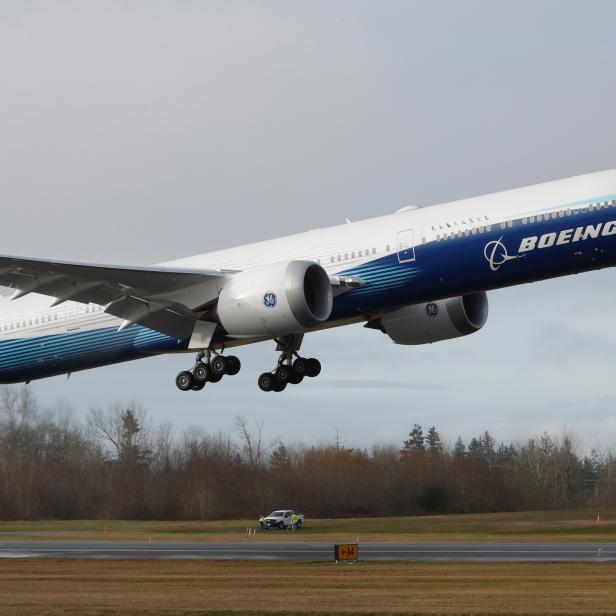 Boeing stages the first flight of its 777X plane outside Seattle