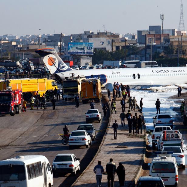 Iranian passenger plane skidds off runway onto road in southern city of Mahshahr