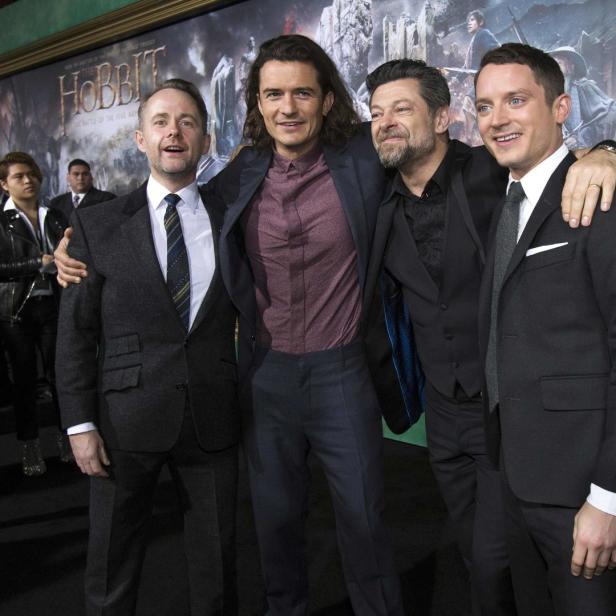 Ein Teil des Herr der Ringe Casts: Billy Boyd, Orlando Bloom, Andy Serkis und Elijah Wood