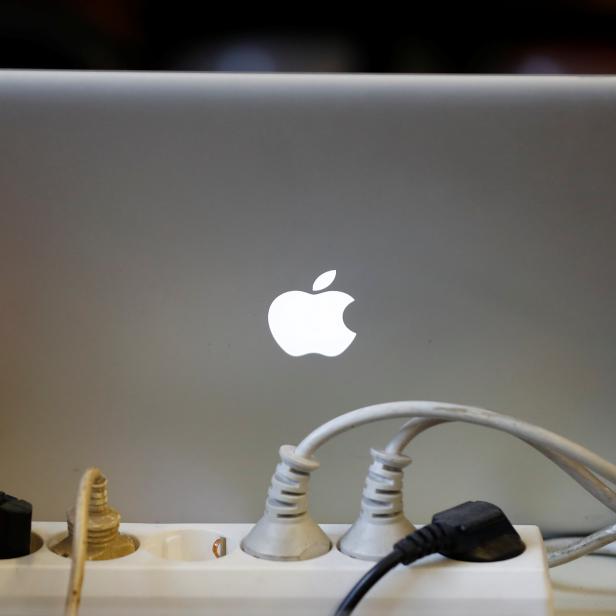 A Macbook is seen in the office of Austrian Apple computer collector Borsky in Vienna