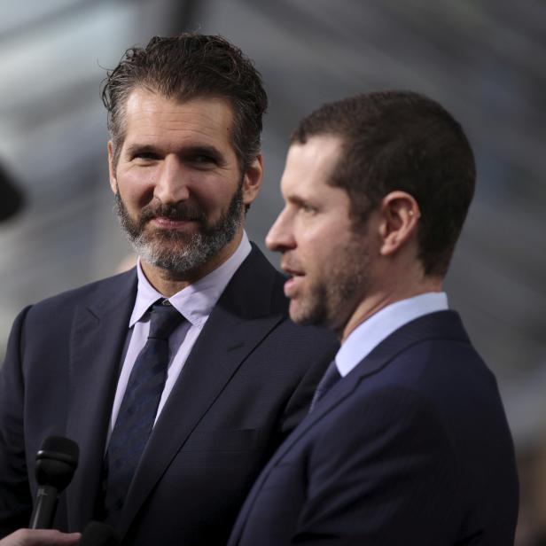 FILE PHOTO: David Benioff and Dan Weiss, creators and executive producers, arrive for the season premiere of HBO's "Game of Thrones" in San Francisco