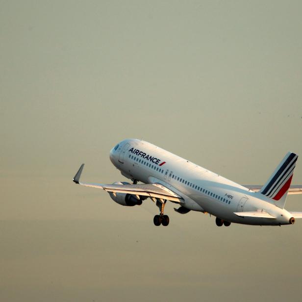 FILE PHOTO: An Air France Airbus A320 airplane takes off at the Charles-de-Gaulle airport in Roissy