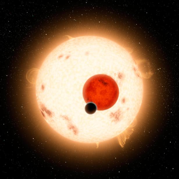 Künstlerische Darstellung des Kepler-16-Systems mit Kepler-16b