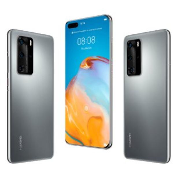 Drei graue Huawei-Smartphones sind vor einem weißen Hintergrund zu sehen.