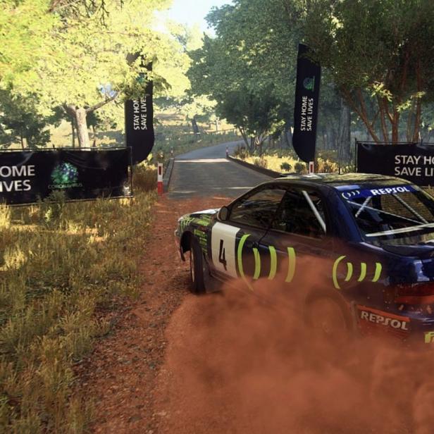 Daheimbleiben-Botschaft im Spiel DiRT Rally 2.0