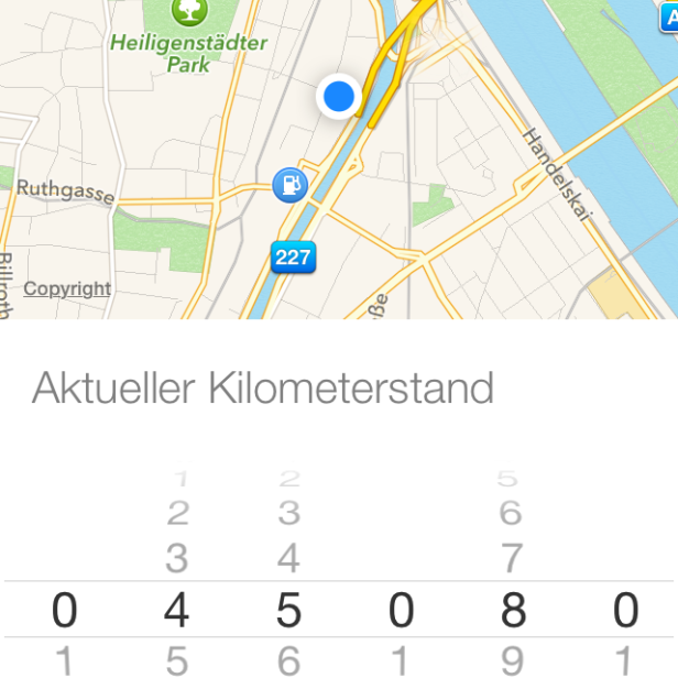 Die Bedienung der App erfolgt wesentlich intuitiver, als man vorerst vielleicht meinen möge: Hat man erst einmal dafür gesorgt, dass GPS und Internetverbindung aktiv sind, genügt es, seinen aktuellen Kilometerstand einzutippen,...