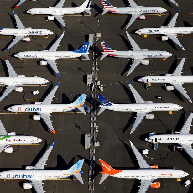 Geparkte Boeing 737 MAX Flugzeuge stehen auf dem Boeing Field in Seattle.