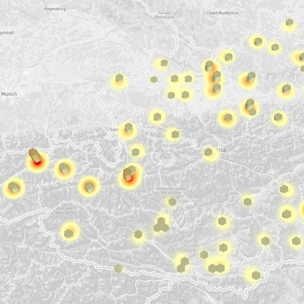 Corona-Fälle pro Bezirk auf corona-map.at