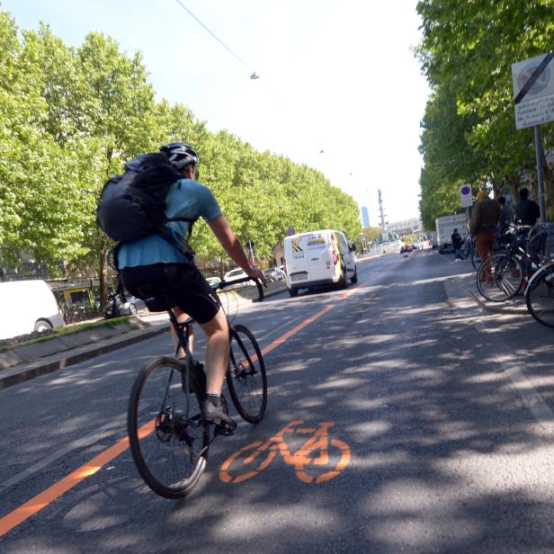 Pop-Up-Radweg auf der Praterstraße