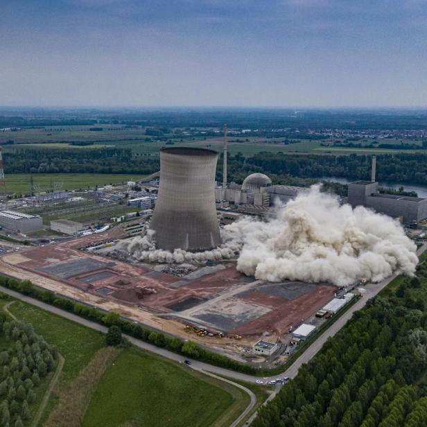 Controlled demolition of nuclear power station in Philippsburg, Germany