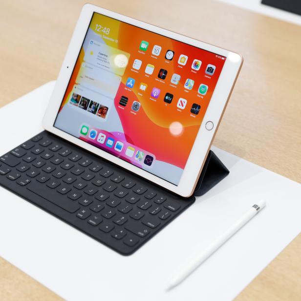 A new Apple iPad is seen in the demonstration room during a launch event at their headquarters in Cupertino