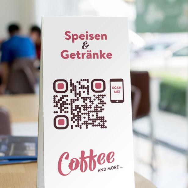 Tischaufsteller mit QR Code