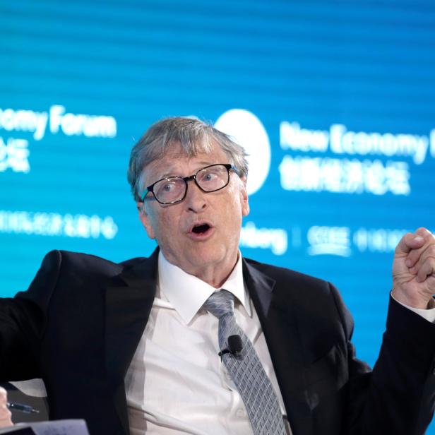 Bill Gates beim New Economy Forum in China im November 2019