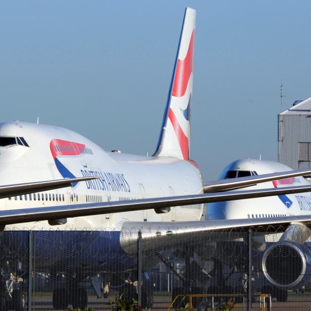 FILE PHOTO: British Airways aircraft are parked at Heathrow airport in west London