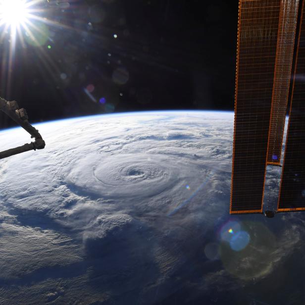 Hurricane Genevieve is seen from the International Space Station (ISS) orbiting Earth