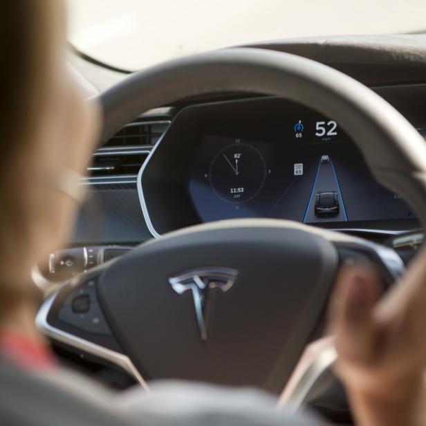 The Tesla Model S version 7.0 software update containing Autopilot features are demonstrated during a Tesla event in Palo Alto