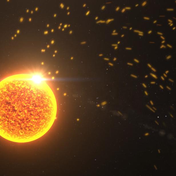 Die Sonne sendet ständig Partikel und Energie aus (künstlerische Darstellung)