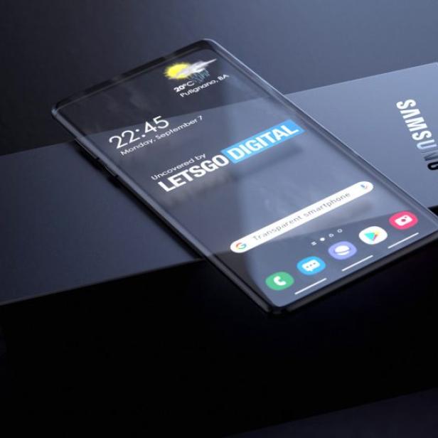 Rendering von einem durchsichtigen Samsung-Smartphone, erstellt von