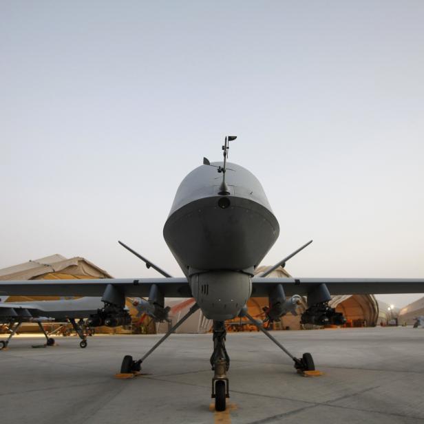 File photo of a U.S. Air Force MQ-9 Reaper remotely piloted aircraft ready for take off at Kandahar Air Field