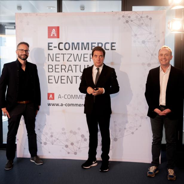 Stephan Grad (Geschäftsführer, A-COMMERCE), Rainer Nowak (Chefredakteur, Die Presse) und Gerald S. Eder (CRIF GmbH)