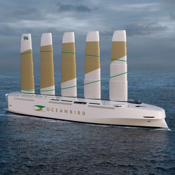 Das Segelschiff „Oceanbird“ fährt auf dem offenen Meer.