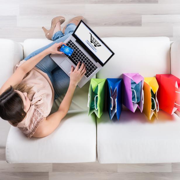 Woman Shopping Online On Laptop